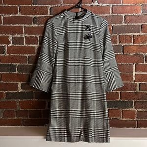 H&M Black & White Houndstooth Dress Size 2 - Perfect for Work or Play